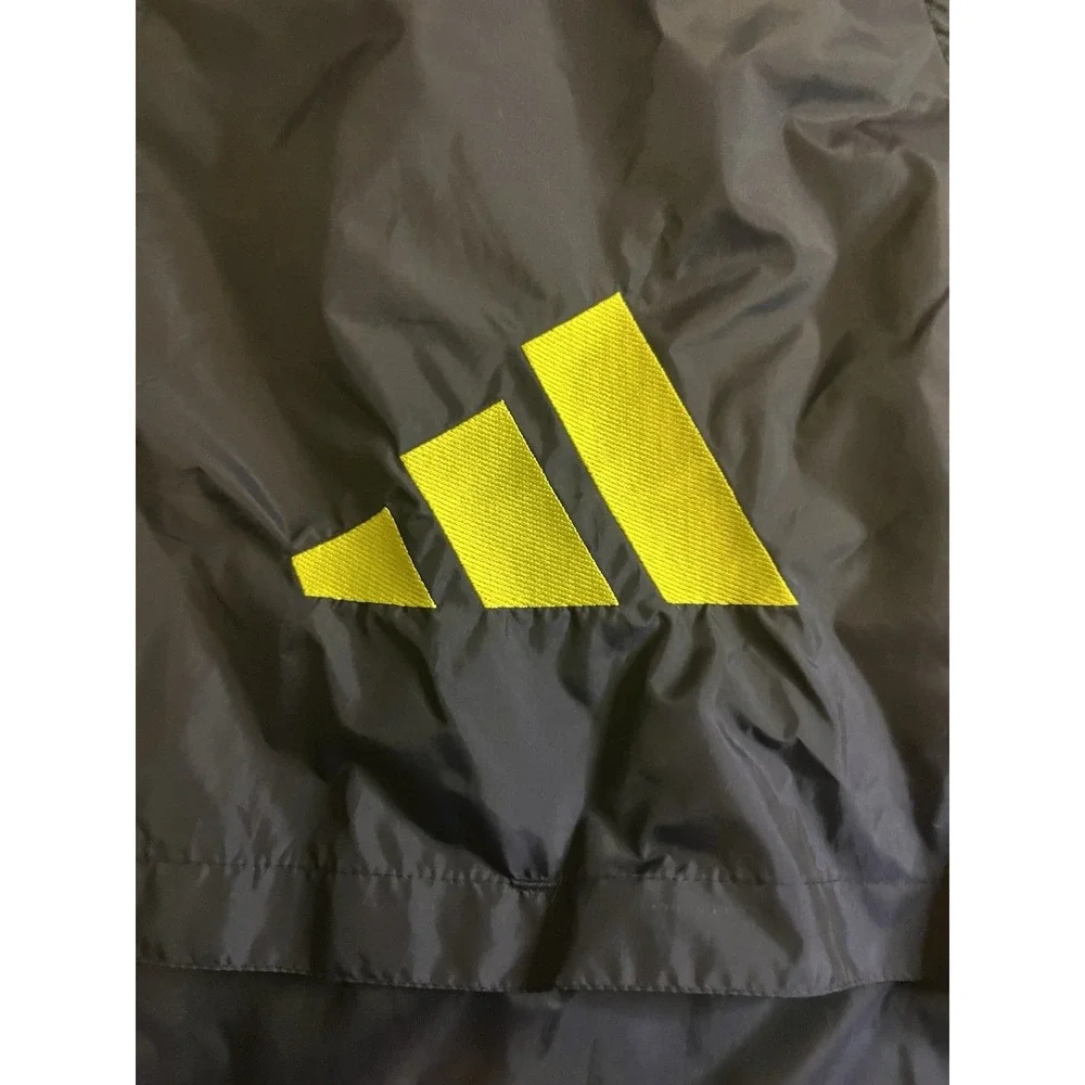 Adidas, Full Zip, Windbreaker Jacket, Navy Blue w/yellow Logo Athletic EUC A2-20